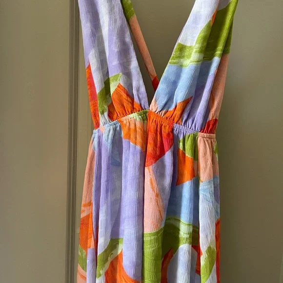 Meet Me in Santorini Women's Multicolor High-Low Maxi Dress - Picture 4 of 7